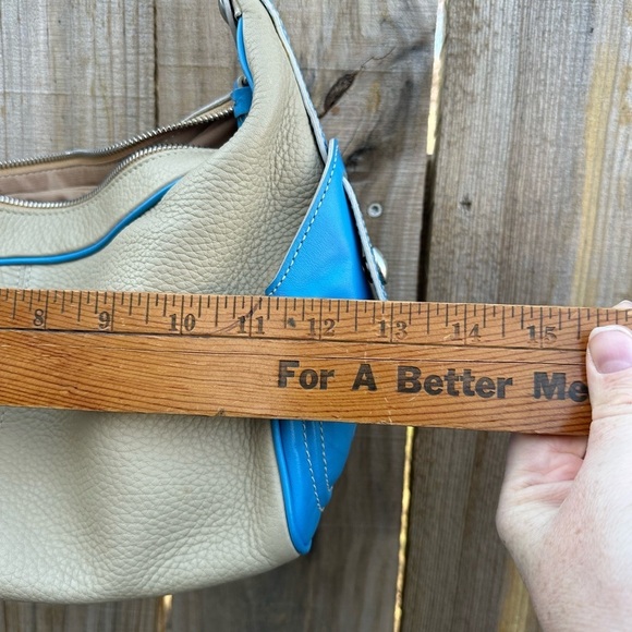 Tod's Blue and Tan Shoulder Bag with Slouchy Design - Picture 12 of 16